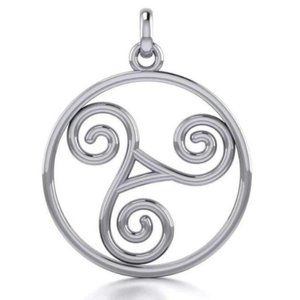 Celtic Trinity/Triple Spiral Sterling Silver Pendant